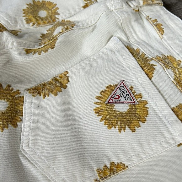 Women’s GUESS Collection Floral Skinny Ankle Jean Sunflower Cropped Pants Sz 30 - Picture 11 of 15